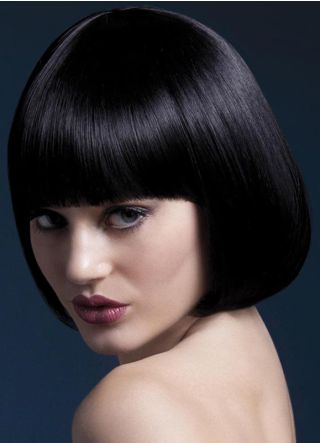 Deluxe Short Bob Wig with Fringe - Black - Styleable 