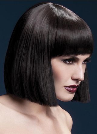 Deluxe Blunt Cut Bob Wig with Fringe - Brown - Styleable 