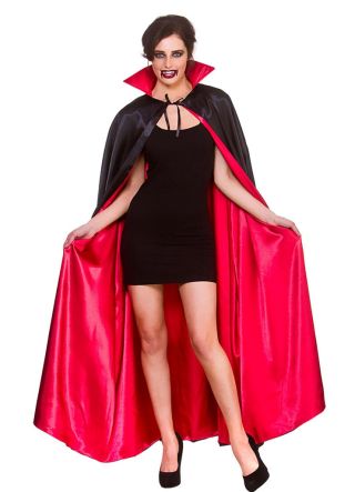 Deluxe Satin Black and Red Vampire Cape & Collar