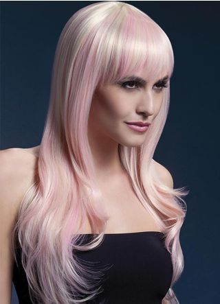 Deluxe Long Fringed Wig - Blonde & Pink- Styleable