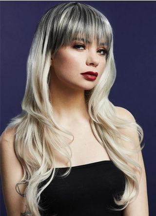 Deluxe Long Fringed Wig - Blonde with Dark Roots - Styleable