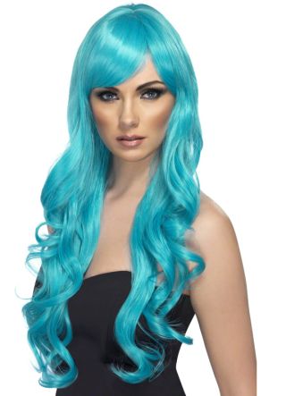 Side-Fringe Long Wig - Aqua Blue