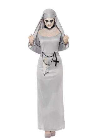 Cursed Grey Nun Costume with Black Cross