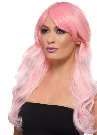 Pop Star Ombre Long Wavy Wig - Pink - Styleable