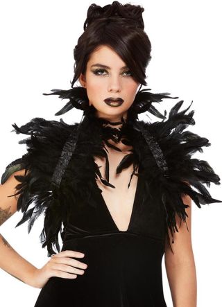 Gothic Feather Collar with Ribbon Tie