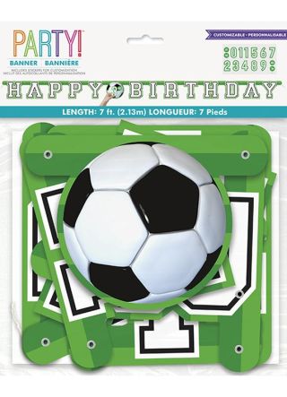 Football Happy Birthday Banner 213cm – Includes Age Stickers 1 to 11	