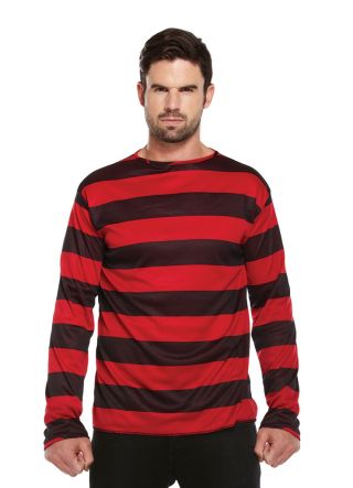 Red & Black Striped Fright Top - Bad-boy