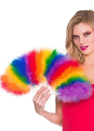 Rainbow Feather Fan 