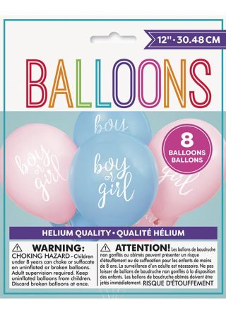 Gender Reveal Party - Boy or Girl Balloons 30.48cm – 8pk
