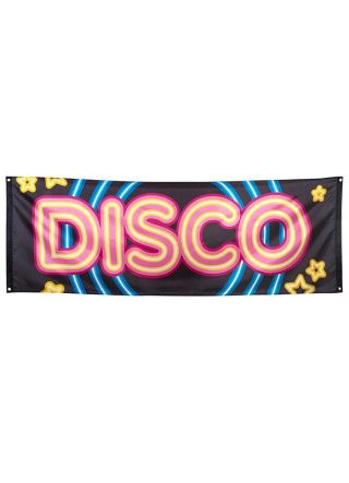 70's Disco Fever Neon Lights Party Banner –  Giant Single-Sided - 220 x 74cm