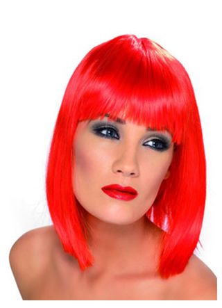 Long Bob Wig with Fringe - Red