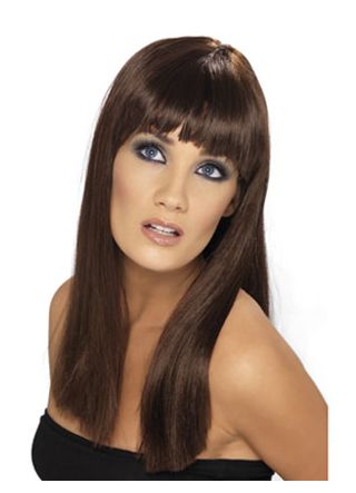 Long Brown Wig with Fringe