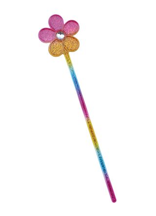 Glitter Rainbow Flower Wand - 28cm