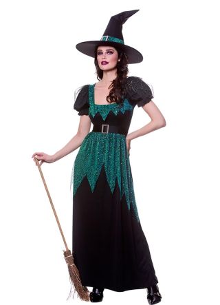 Glittery Emerald-City Witch Ladies Costume