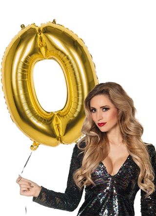Gold Foil Balloon Number 0 – Helium or Air-fill – 86cm
