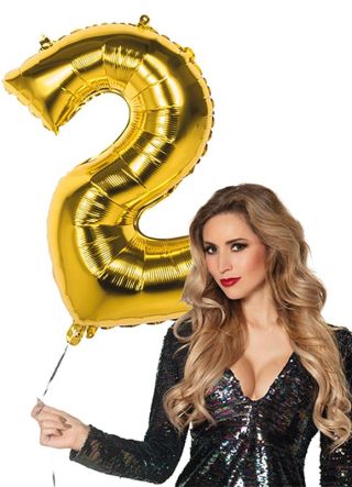 Gold Foil Balloon Number 2 – Helium or Air-fill – 86cm
