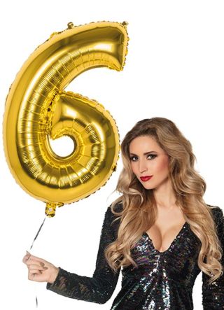 Gold Foil Balloon Number 6 – Helium or Air-fill – 86cm