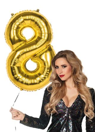Gold Foil Balloon Number 8 – Helium or Air-fill – 86cm	
