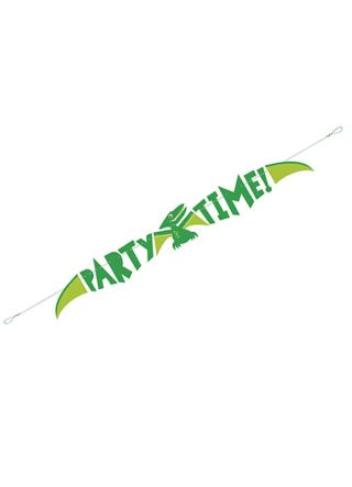 Dinosaur ‘Party Time!’ Banner - Green Pterodactyl 150cm