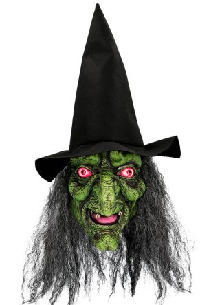Green Witch Mask with Hat & Hair  