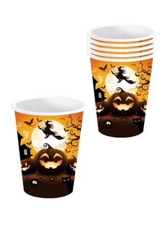 Halloween Pumpkin Patch Witch Paper Cups 35cl – 6pk