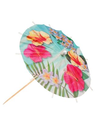 Hawaiian Hibiscus Cocktail Umbrellas 20cm – 6pk