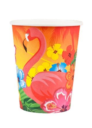 Hawaiian Flower Flamingo  Paper Cups 25cl – 6pk