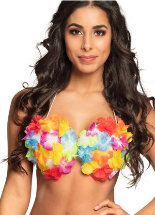 Colourful Hawaii Bra -Beach Party Bra with Lots of Colourful Flowers