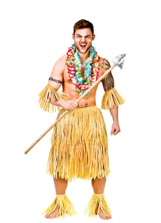 Hawaiian Party Guy/Warrior Costume - will fit up to waist size 40" or 102cm