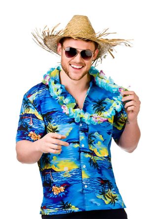 Hawaiian Shirt (Blue Palm Trees)