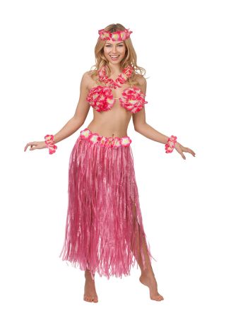 Hawaiian Honey Pink Grass Skirt Kit - will fit up to waist size 38" or 97cm