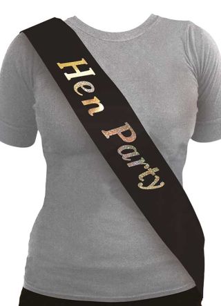 Hen Party Sash - Black/Holographic (10 pack)