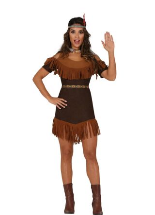 Indian Native American Dress - Tan Fringe