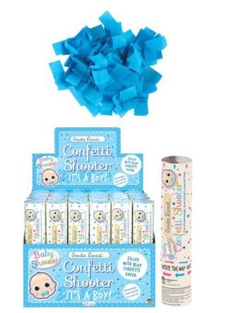 Gender Reveal Blue Confetti Cannon - 20cm - Biodegradable