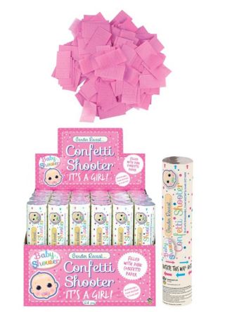 Gender Reveal Pink Confetti Cannon - 20cm - Biodegradable