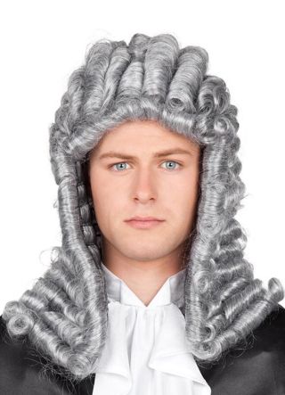Judges Wig – Grey Realistic Rolled Curls