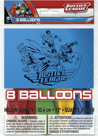 Justice League Superhero Balloons 30.4cm – 8pk