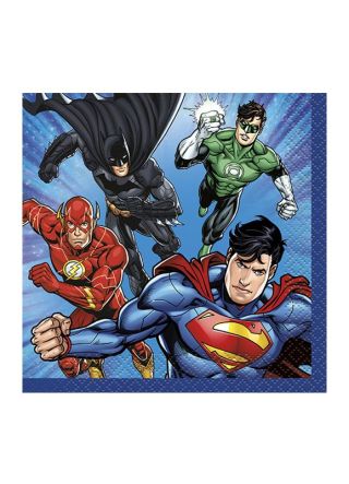 Justice League Superhero Small Paper Napkins 12.5cm – 16pk