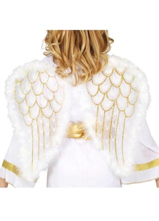 Kids Gold Glitter Net Angel Wings 46cm x 40cm