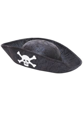 Kids Black Distressed Pirate Hat