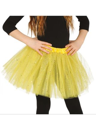 Childs Yellow Glitter Tutu - Age 4-10 - Waist 20"-28"