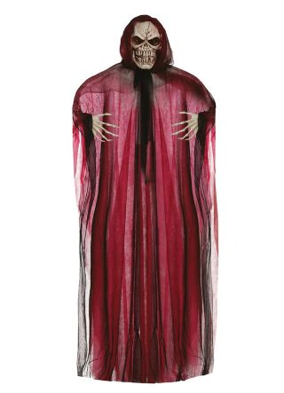 Life-Size Shrouded Skeleton with Sound 205.5cm - Red & Black