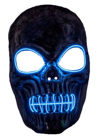 Light up LED Metallic Skull Mask - Blue