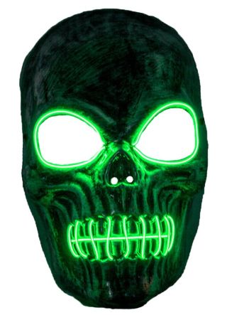 Light up LED Metallic Skull Mask - Green