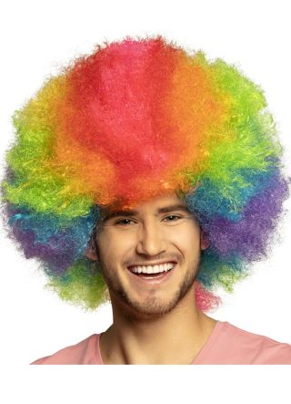 Mega Fuzzy Rainbow Afro Wig