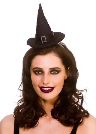 Mini Black Witch Hat on Headband