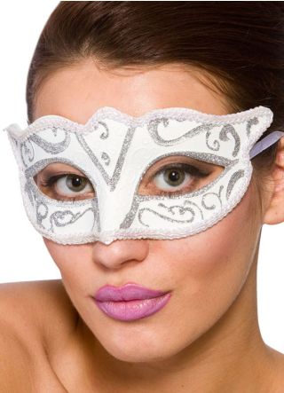 Calypso Eye Mask - White & Silver