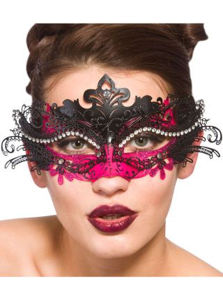 Puccini Eye Mask Black & Pink with Diamantes