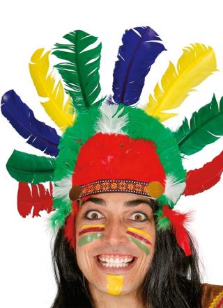 Indian Headdress With Multi-Colour Feathers
