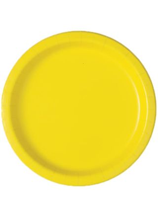 Neon Yellow Paper Plates 22cm – 16pk
